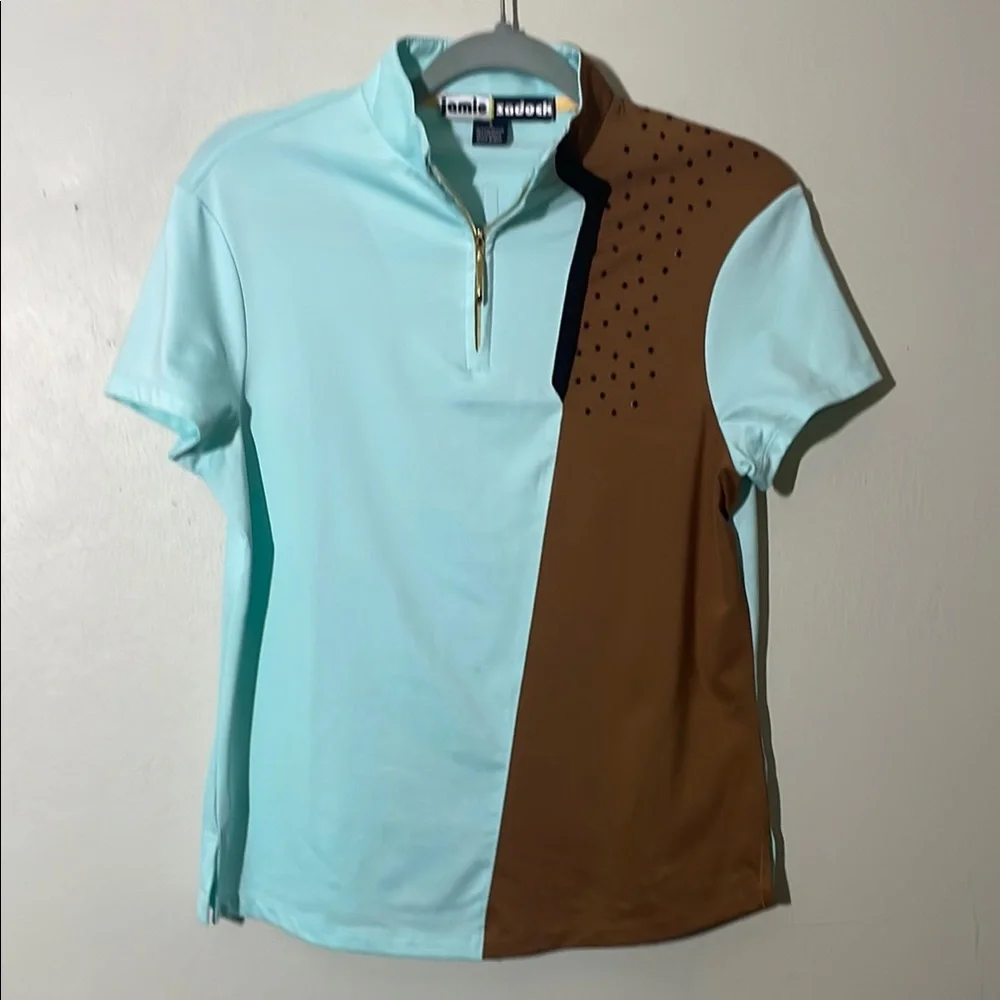 Two-Tone Polo Shirt with Studded Detail - Picture 1 of 7